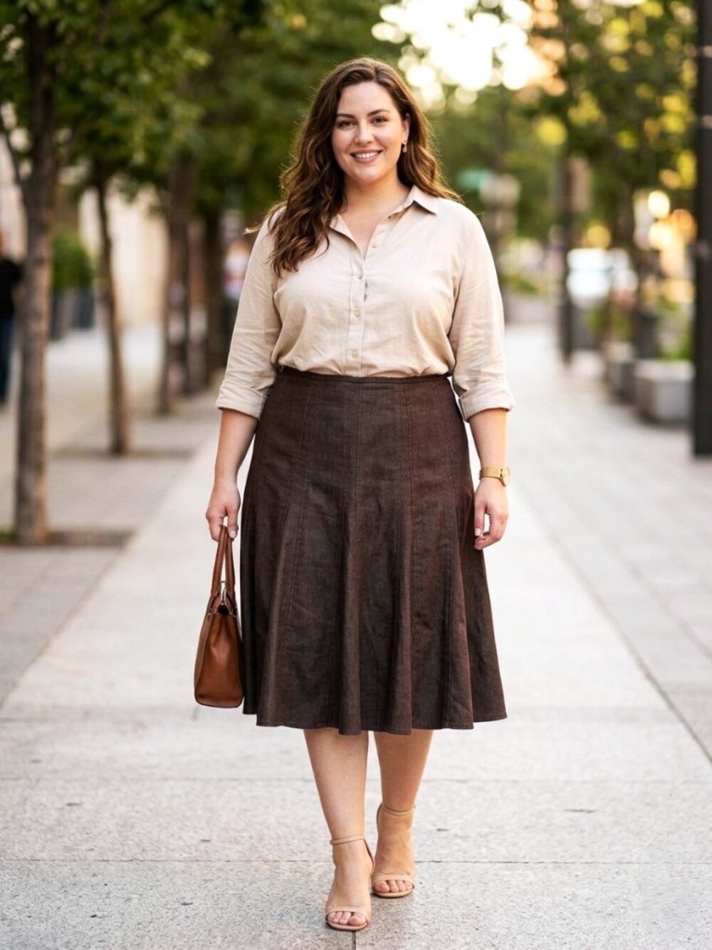 NEW DIRECTIONS WOMAN Denim Paneled Midi Skirt. Plus Size 18W